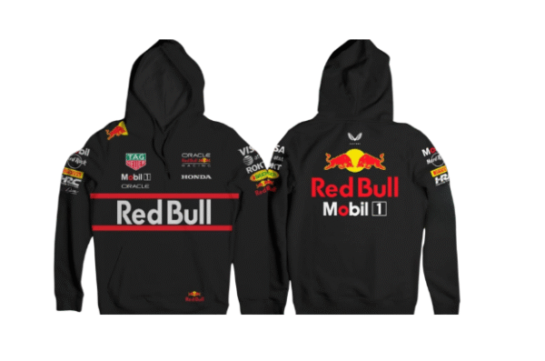 Buzo Negro Red Bull Racing F1 – Sudadera con Logos de Patrocinadores