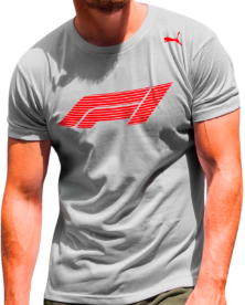 Camiseta Puma Fórmula 1 Gris con Logo Rojo Oficial
